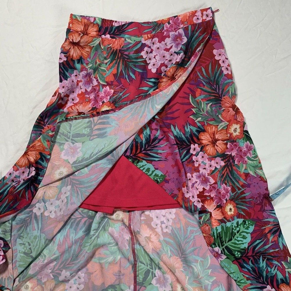 Show Me Your Mumu Pink Aloha Flirt Skirt Faux Wrap Midi Tropical Small - Picture 7 of 8